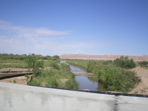 photo from bridge over Virgin River connecting Mesquite NV and Bunkerville NV